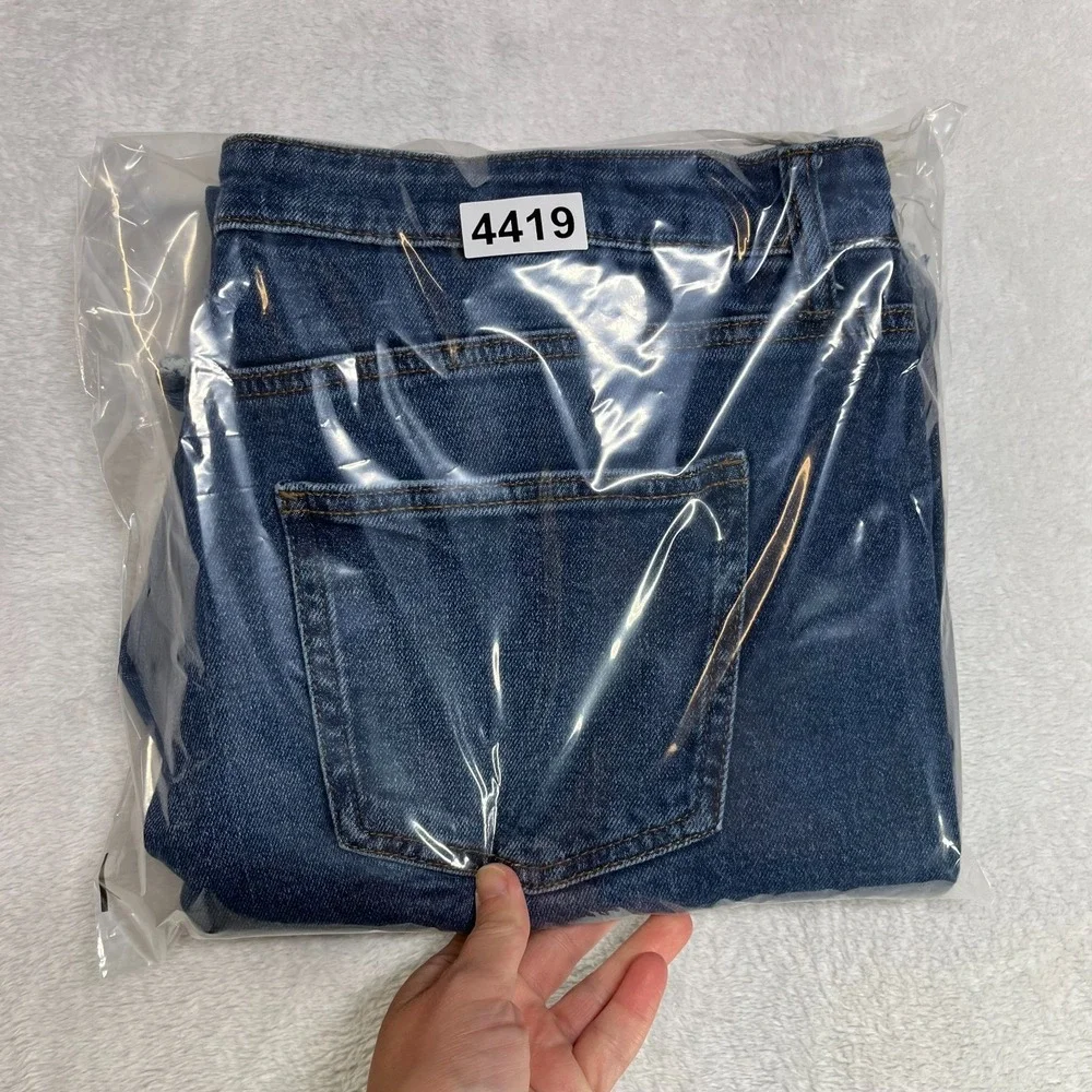 No Boundaries Bootcut Jeans Women's 17 Blue Denim Distressed Frayed Hem - 35X30